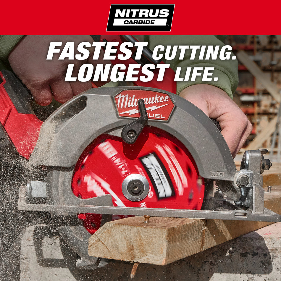 Milwaukee 48-41-0750, 7-1/4” 24T NITRUS™ Carbide Framing & Demolition Circular Saw Blade