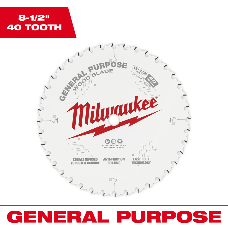 Milwaukee 48-40-0824, 8-1/2" 40T General Purpose Circular Saw Blade