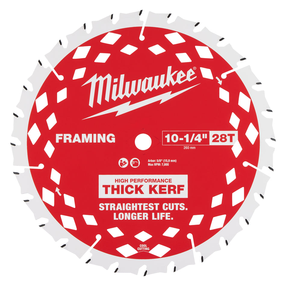 Milwaukee 48-40-1048, 10-1/4” 28T Thick Kerf Framing Circular Saw Blade