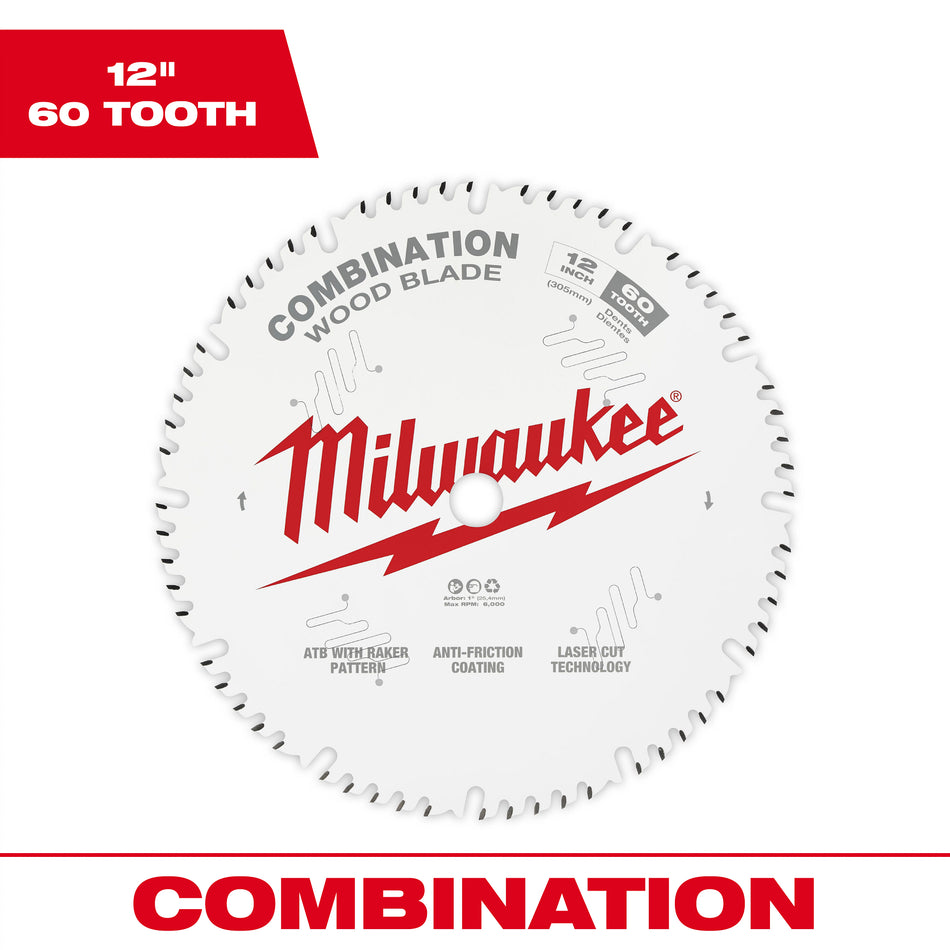 Milwaukee 48-40-1222, 12" 60T Combination Circular Saw Blade