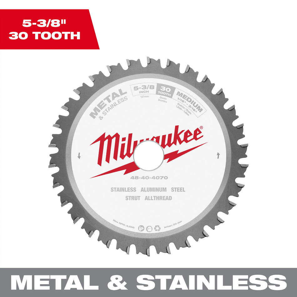 Milwaukee 48-40-4070, 5-3/8" 30T METAL & STAINLESS Circular Saw Blade