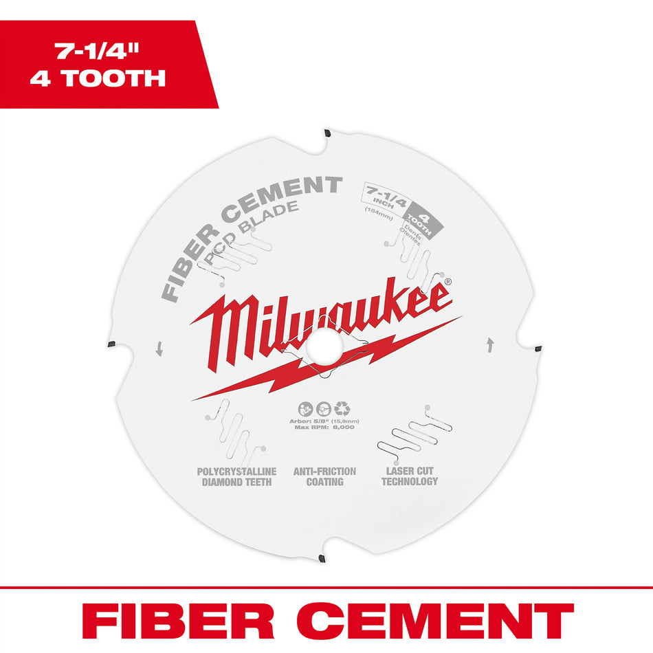 Milwaukee 48-40-7000, 7-1/4" PCD/Fiber Cement Circular Saw Blade