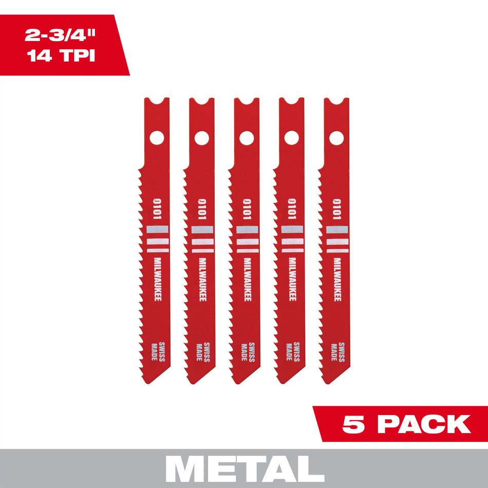 Milwaukee 48-42-0101, 2-3/4" 14 TPI High Speed Steel Jig Saw Blade (5/pkg)