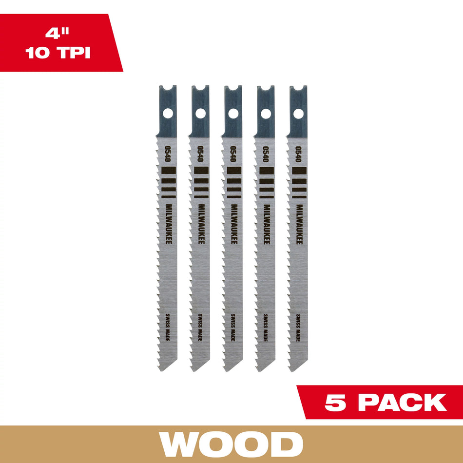 Milwaukee 48-42-0540, 3-5/8" 10 TPI High Carbon Steel Jig Saw Blade (5/pkg)