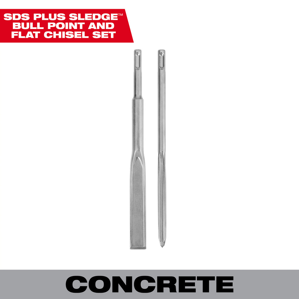 Milwaukee 48-62-6080, SDS-PLUS SLEDGE Bull Point & Flat Chisel 2 Pack