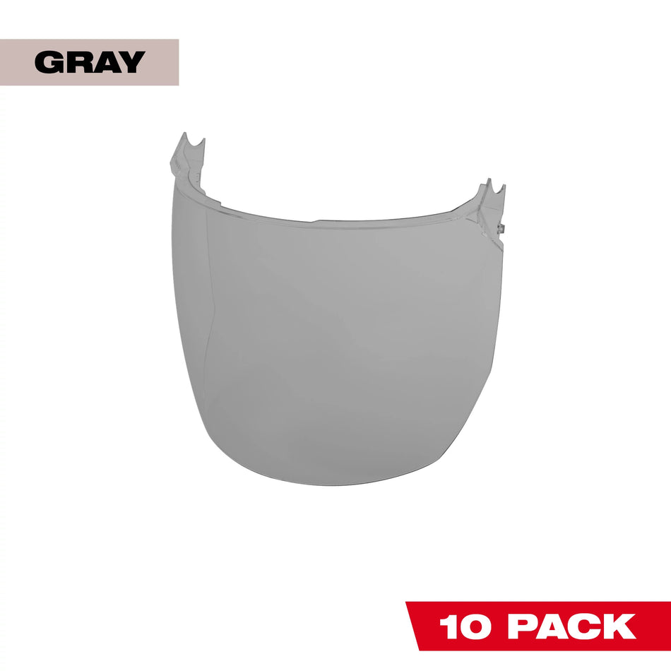 Milwaukee 48-73-1443, 10pk Gray Face Shield Replacement Lenses (Helmet & Hard Hat Mount)