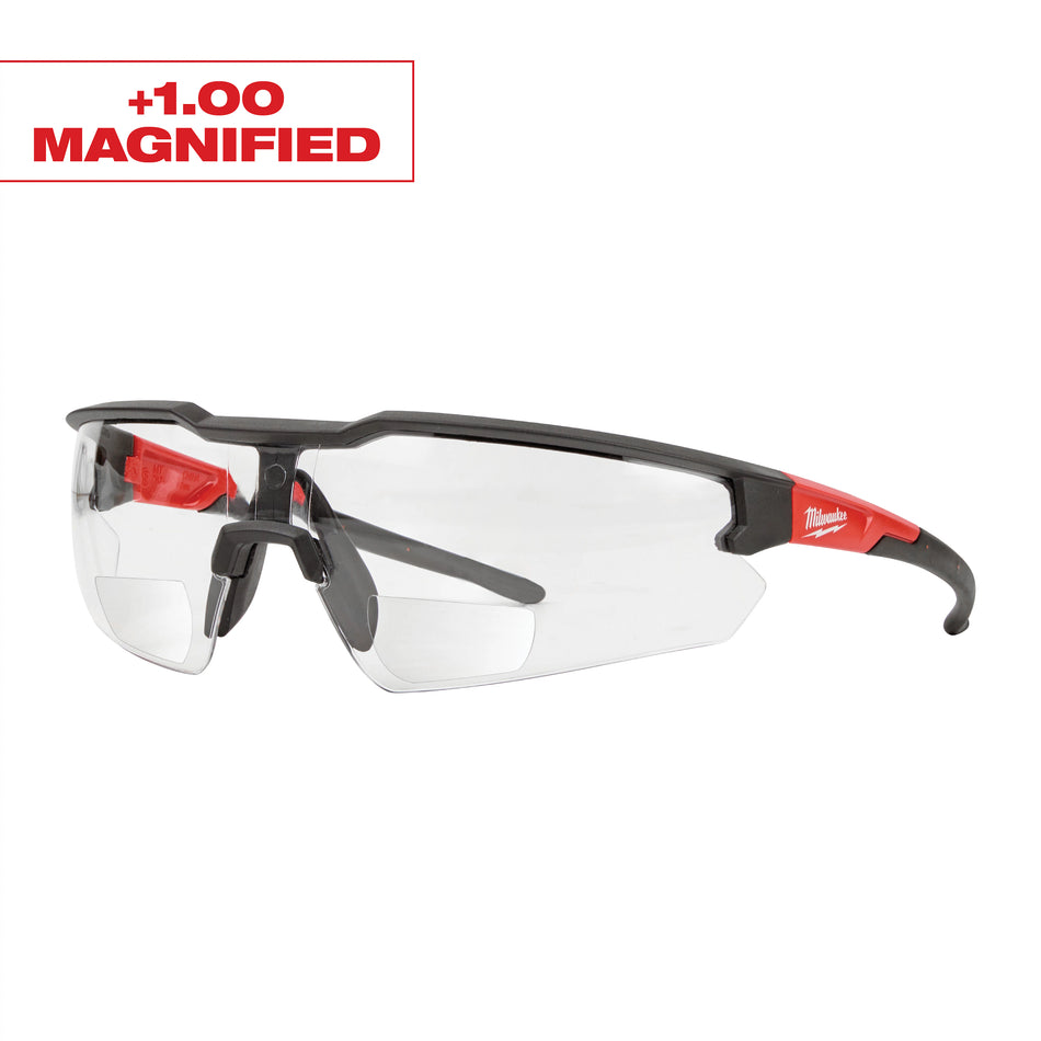 Milwaukee 48-73-2200, Safety Glasses - +1.00 Magnified Clear Anti-Scratch Lenses