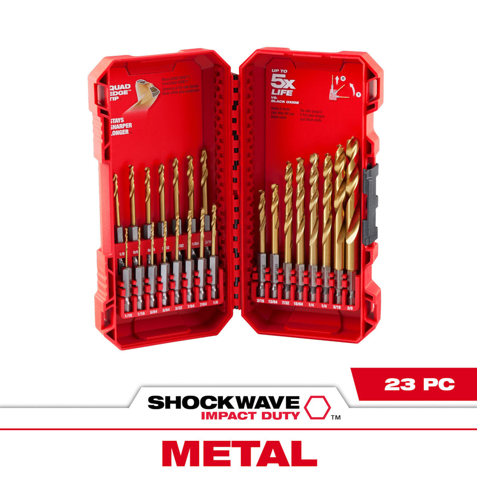 Milwaukee 48-89-4631, SHOCKWAVE Impact Duty™ RED HELIX™ Titanium Drill Bit Set – 23PC