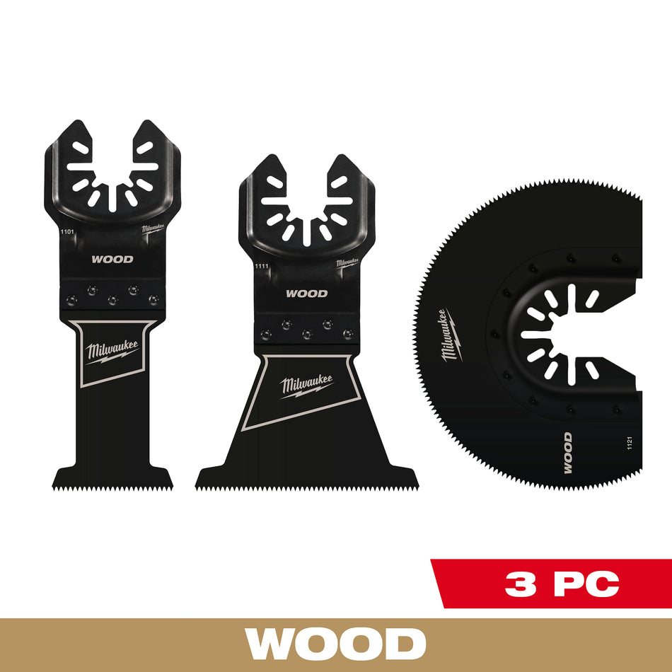 Milwaukee 49-10-9004, OPEN-LOK Wood Cutting Multi-Tool Blade Variety Pack - 3Pc