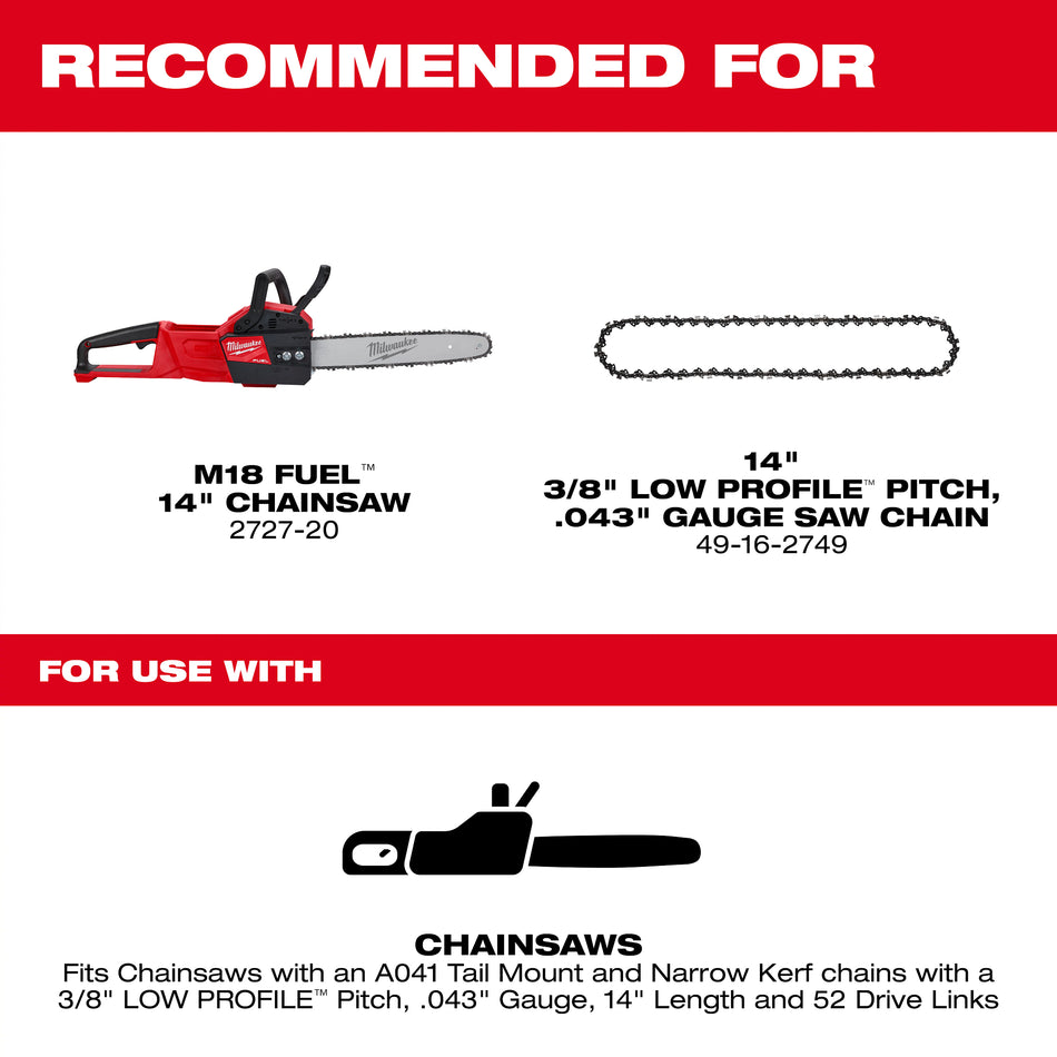 Milwaukee 49-16-2756, 14" Chainsaw Guide Bar