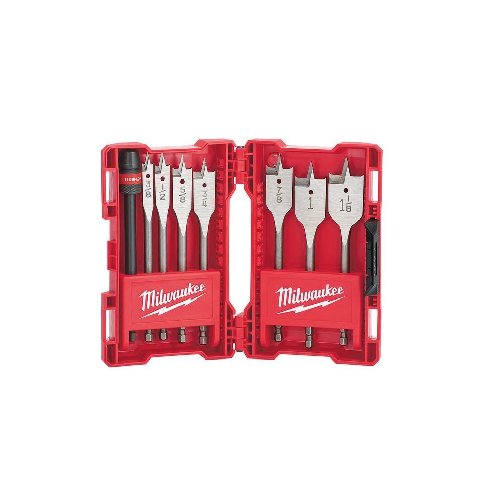 Milwaukee 49-22-0175, 8 pc 6" Universal Flat Boring Bit Set