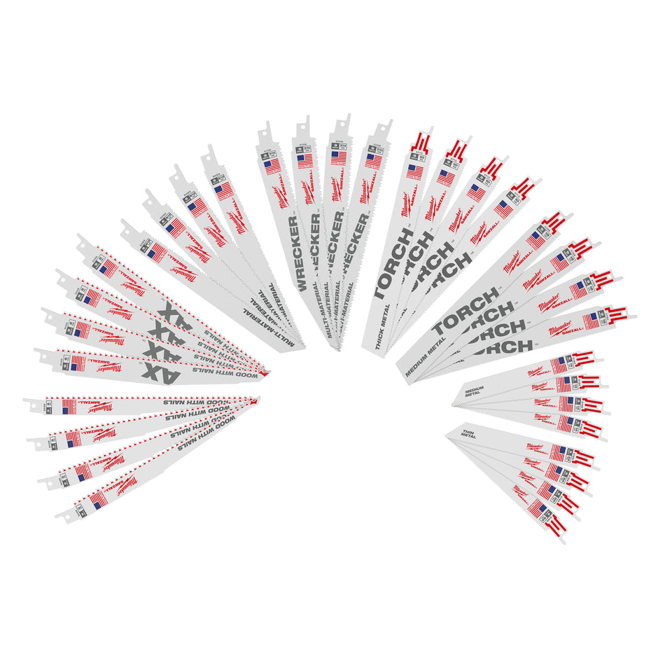 Milwaukee 49-22-1132, Mega SAWZALL® Demolition and Standard Blade Set - 32PC