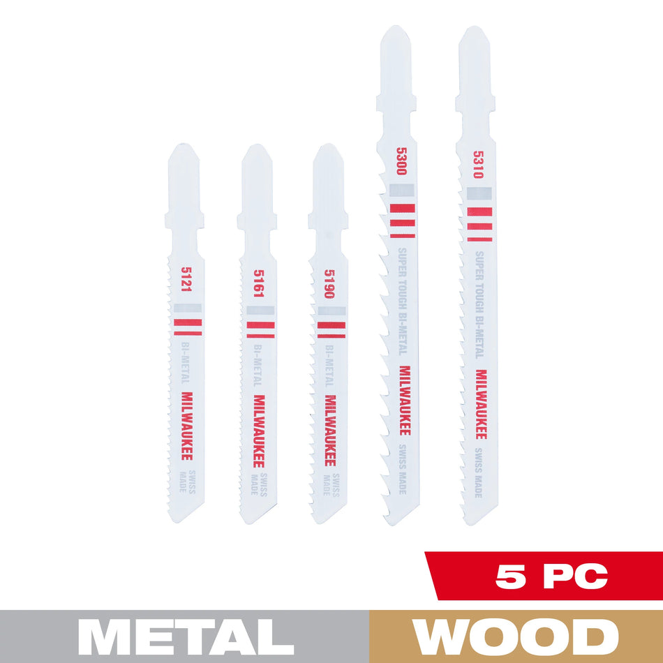 Milwaukee 49-22-1178, Jig Saw Blade Assortment, T-Shank (5 Pack)