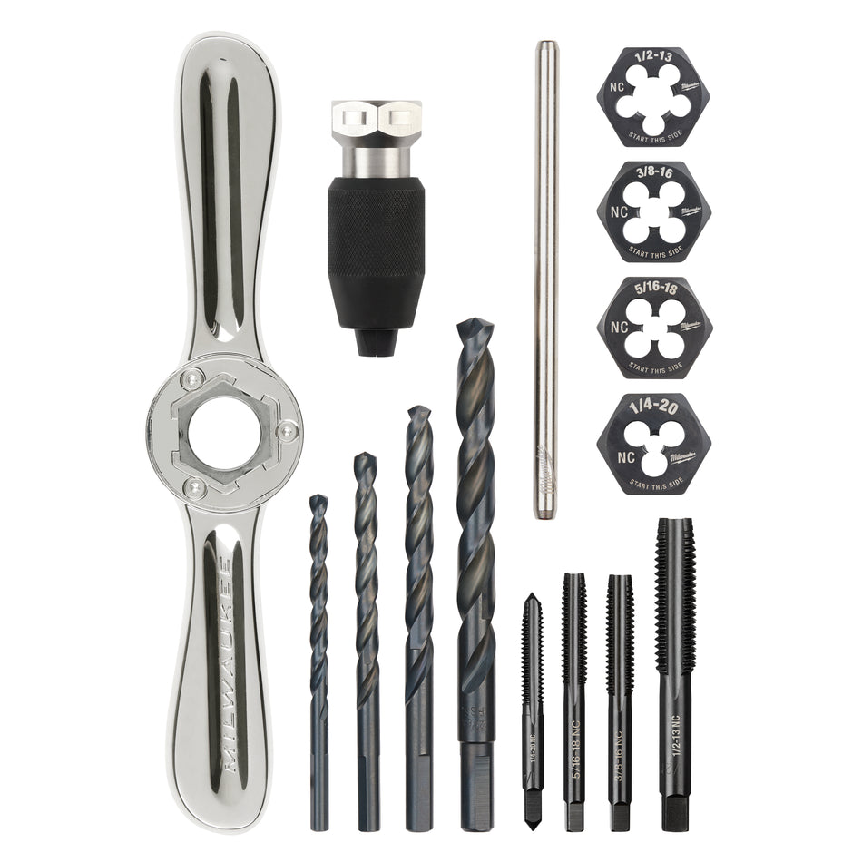 Milwaukee 49-22-5602, 15PC SAE Tap and Die Set with Hex-LOK™ 2-in-1 Handle