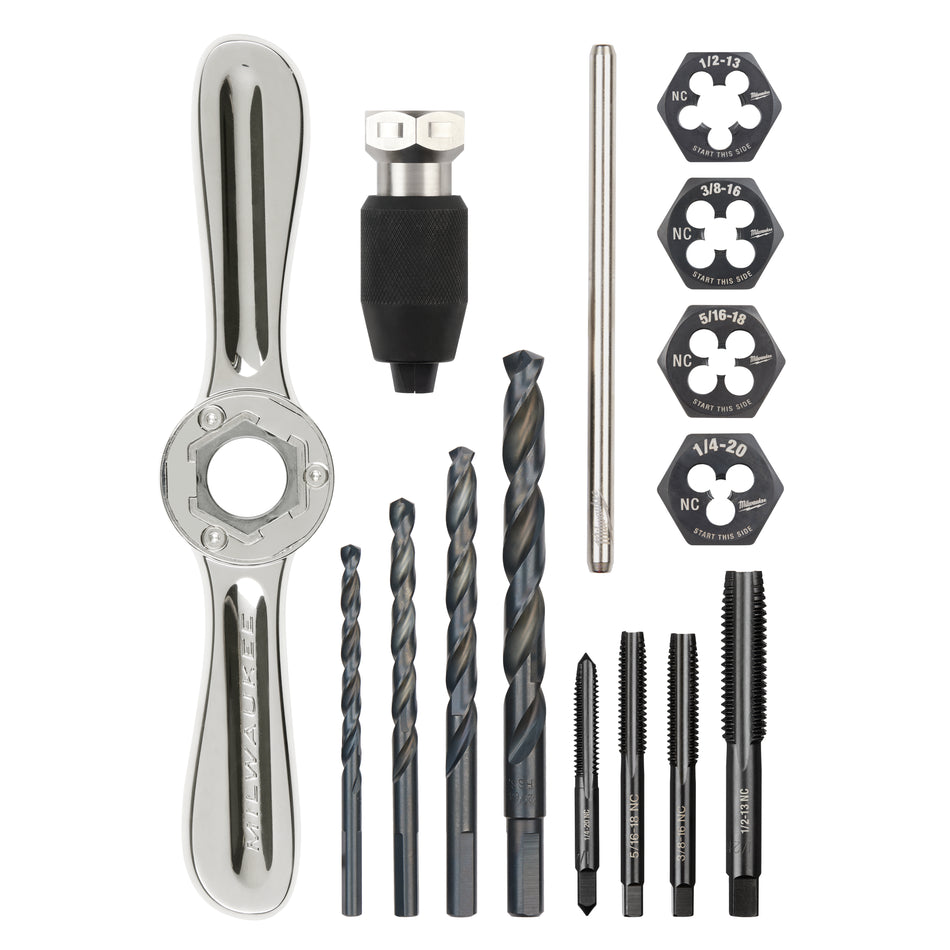 Milwaukee 49-22-5602, 15PC SAE Tap and Die Set with Hex-LOK™ 2-in-1 Handle