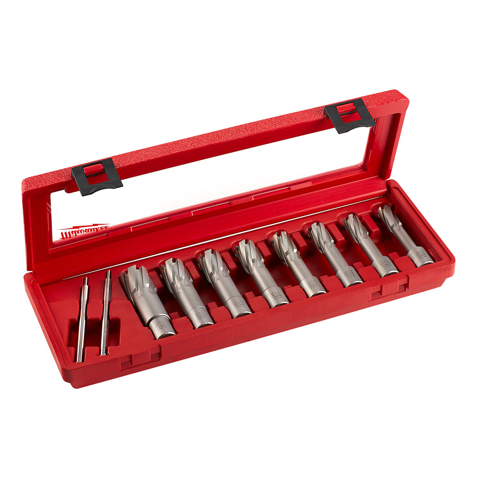 Milwaukee 49-22-8440, 8 Piece, 9/16 to 1-1/16" Cutter Diam, 2" Cutting Depth, Carbide-Tipped Annular Cutter Set