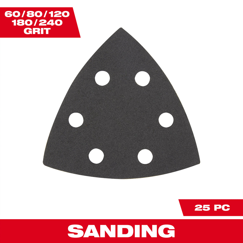 Milwaukee 49-25-2025, OPEN-LOK 3-1/2" TRIANGLE SANDPAPER VARIETY PACK 25PC