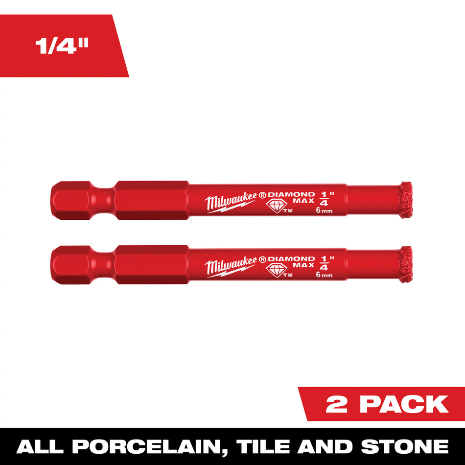 Milwaukee 49-56-0501, Milwaukee® 1/4" Diamond Max™ Hole Saw Bits - 2PK