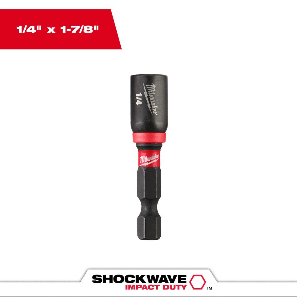 Milwaukee 49-66-4702, SHOCKWAVE 1/4 X 1-7/8 IMPACT MAGNETIC NUT DRIVER BULK 10