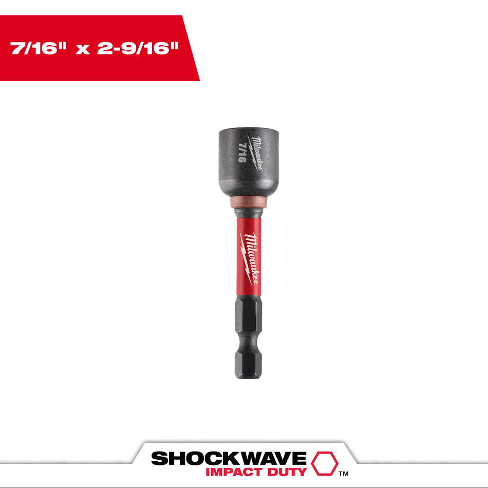 Milwaukee 49-66-4736, SHOCKWAVE 7/16" Magnetic Impact Nut Driver (sold/ea)