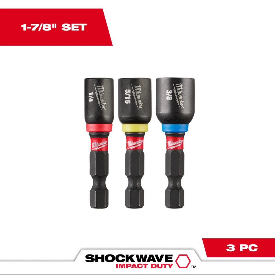 Milwaukee 49-66-4561, SHOCKWAVE 3PC 1-7/8 IMPACT MAGNETIC NUT DRIVER SET