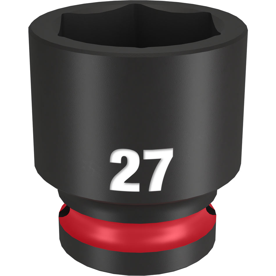 Milwaukee 49-66-6259, 1/2" Drive 27MM  Standard SHOCKWAVE Impact Duty 6 Point Socket