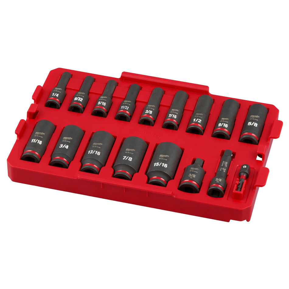 Milwaukee 49-66-6815, SHOCKWAVE Impact Duty™ Socket 3/8” Dr 17PC SAE TRAY Set