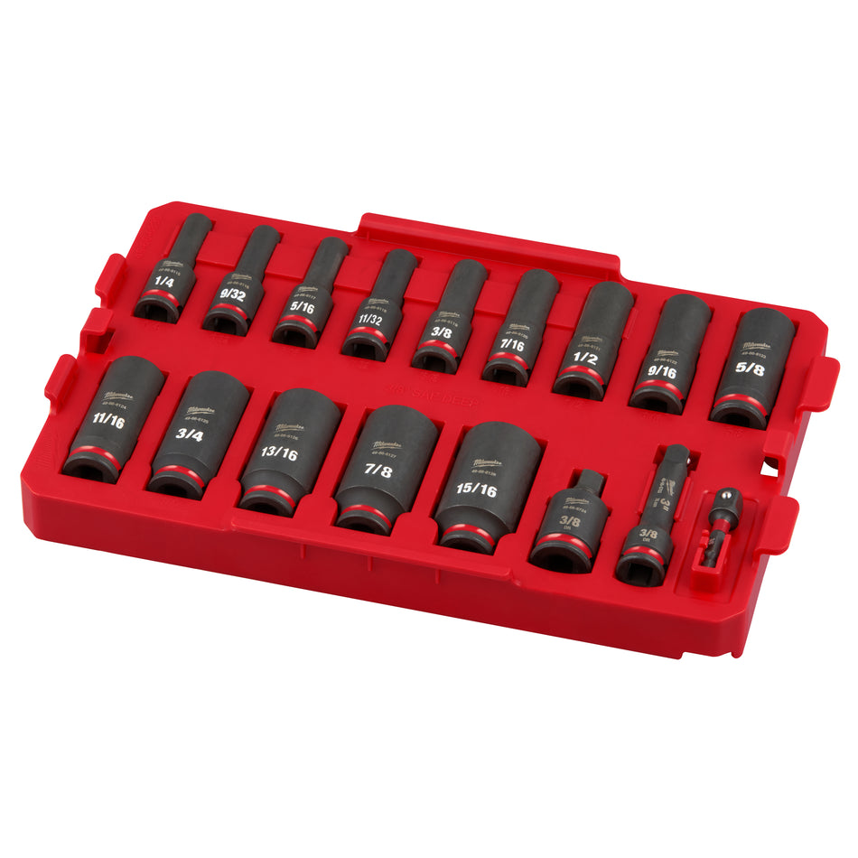 Milwaukee 49-66-6815, SHOCKWAVE Impact Duty™ Socket 3/8” Dr 17PC SAE TRAY Set