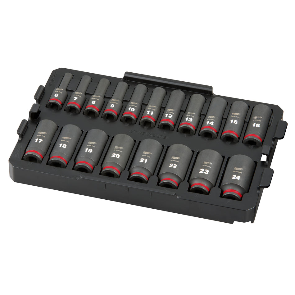 Milwaukee 49-66-6816, SHOCKWAVE Impact Duty™ Socket 3/8” Dr 19PC MM TRAY Set