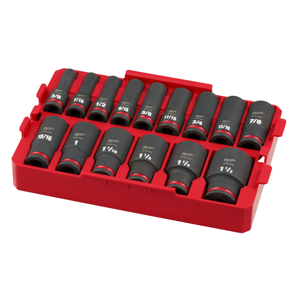 Milwaukee 49-66-6817, SHOCKWAVE Impact Duty™ Socket 1/2” Dr 15PC SAE TRAY Set