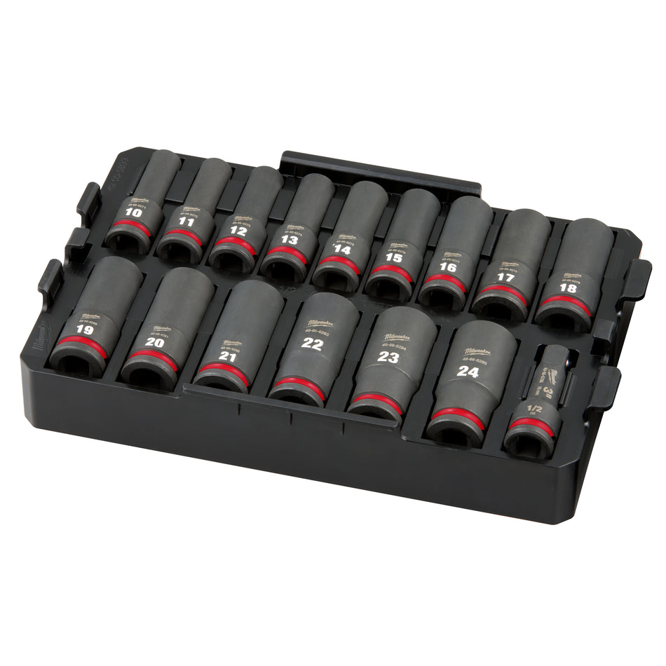Milwaukee 49-66-6818, SHOCKWAVE Impact Duty™ Socket 1/2” Dr 16PC MM TRAY Set