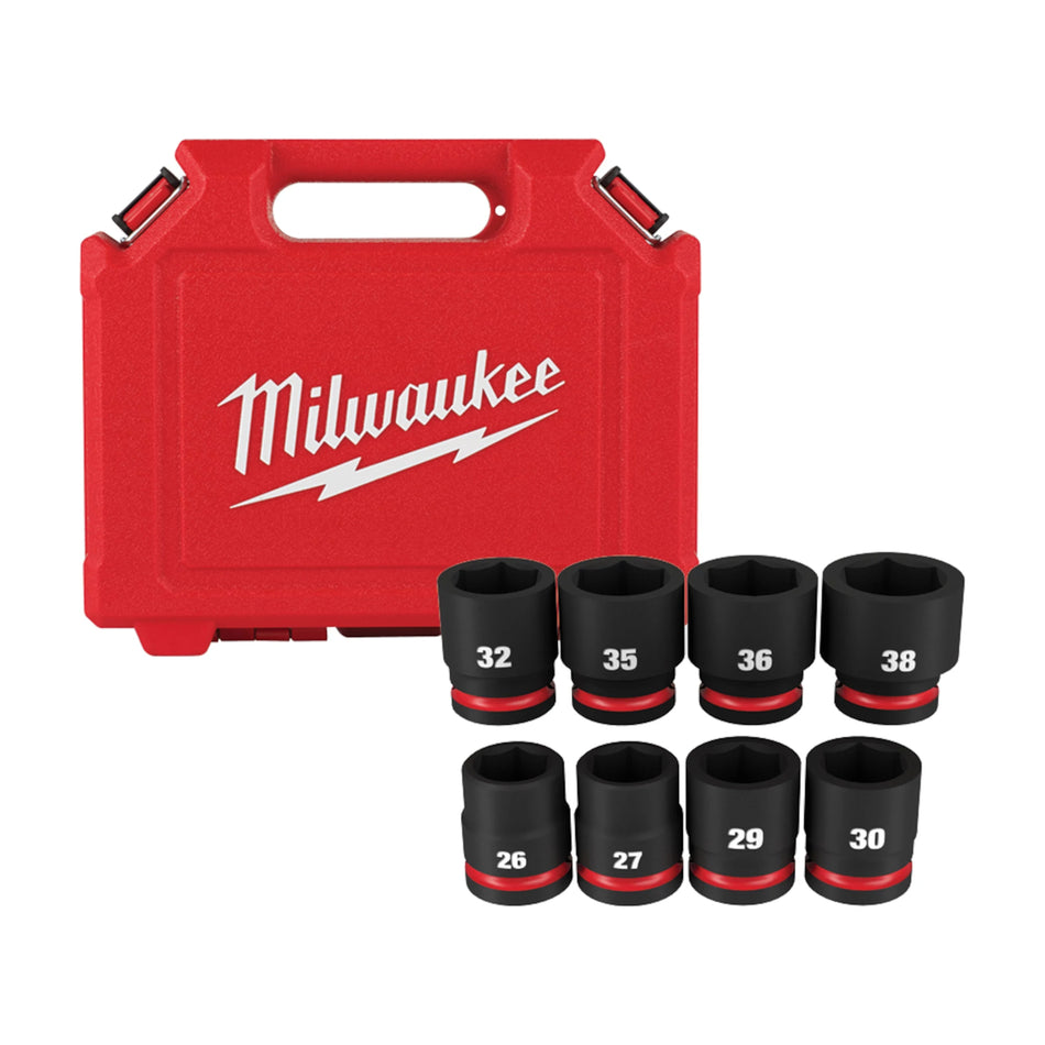 Milwaukee 49-66-7019, 3/4" Drive SHOCKWAVE Impact Duty Metric Standard 6 Point Socket Set - 8 Piece