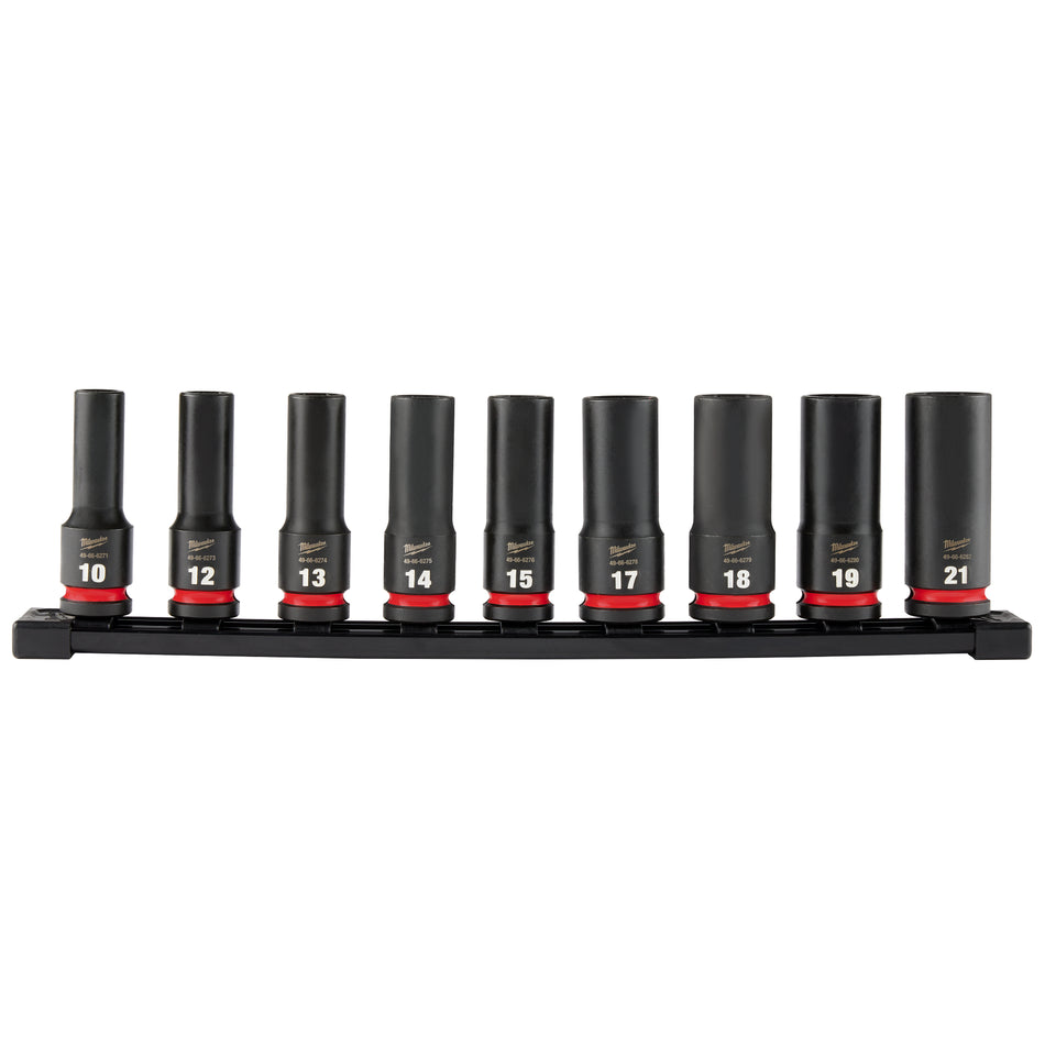 Milwaukee 49-66-7032, 9PC SHOCKWAVE™ Impact Duty 1/2" Drive Metric Deep 6 Point Socket Set