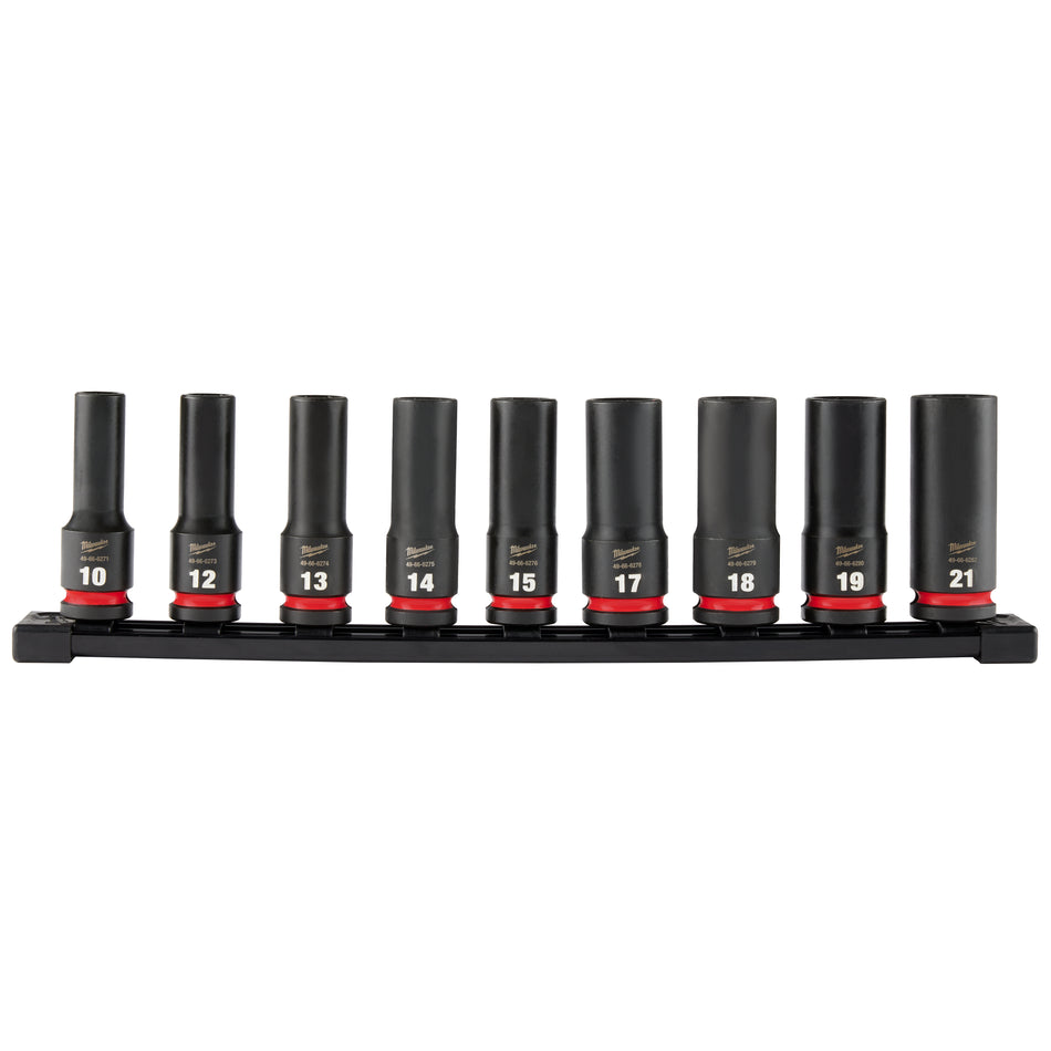 Milwaukee 49-66-7032, 9PC SHOCKWAVE™ Impact Duty 1/2" Drive Metric Deep 6 Point Socket Set