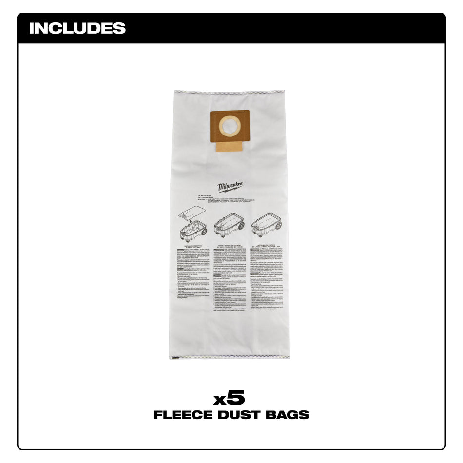 Milwaukee 49-90-1969, Fleece Dust Bags (5PK)(For 0888-20/22HD)