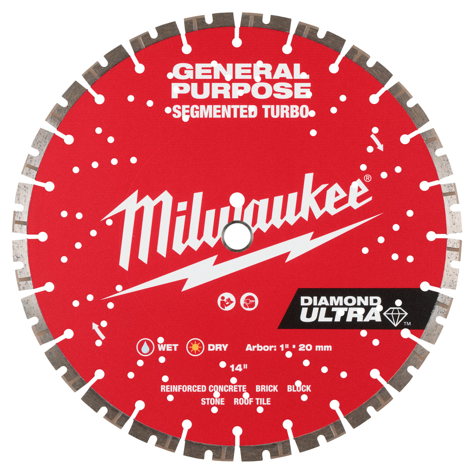 Milwaukee 49-93-7540, 14" DIAMOND ULTRA™ Segmented Turbo General Purpose Diamond Blade