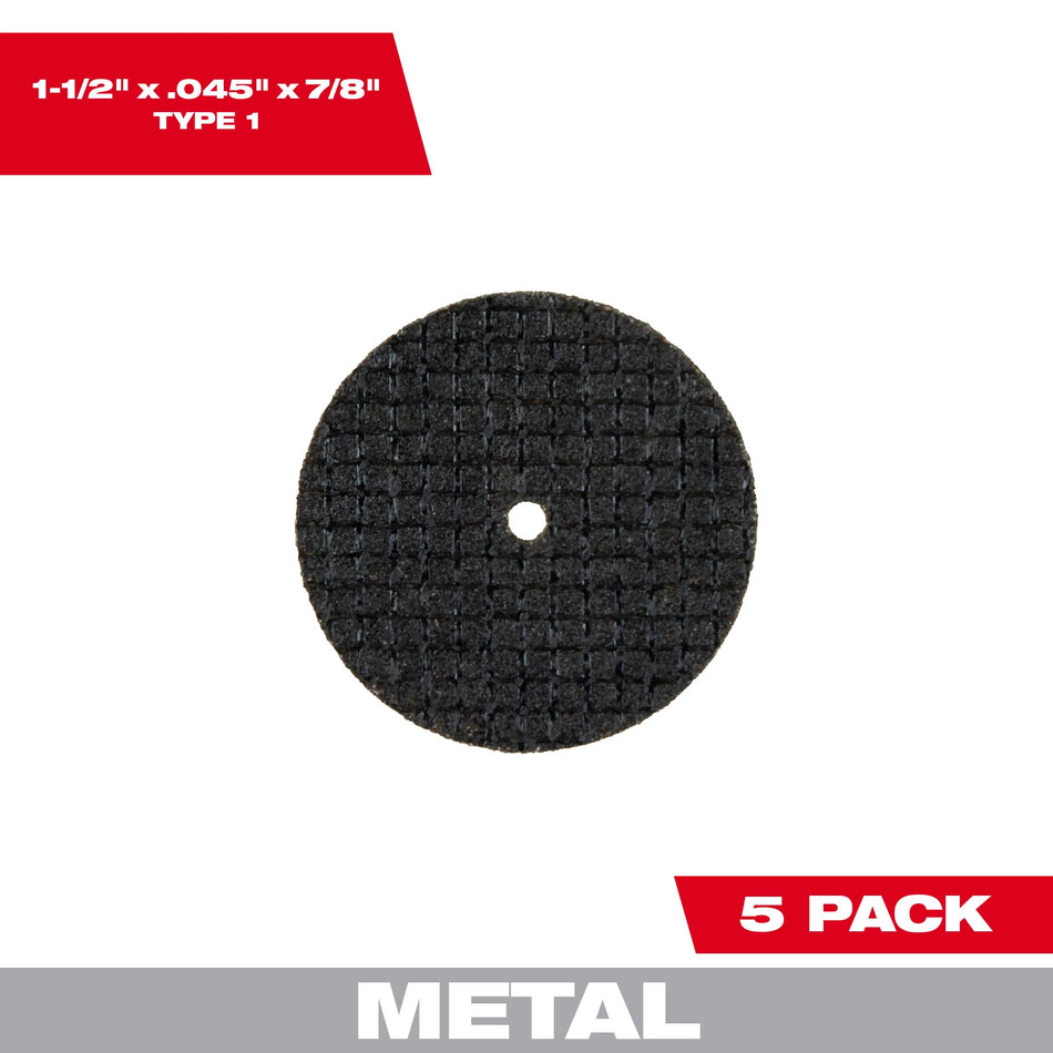 Milwaukee 49-94-1500, 1-1/2" Reinforced Cut-Off Wheels (5/pkg)