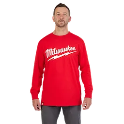 Milwaukee 608R-3X, BIG LOGO WORK TEE LS - RED 3X