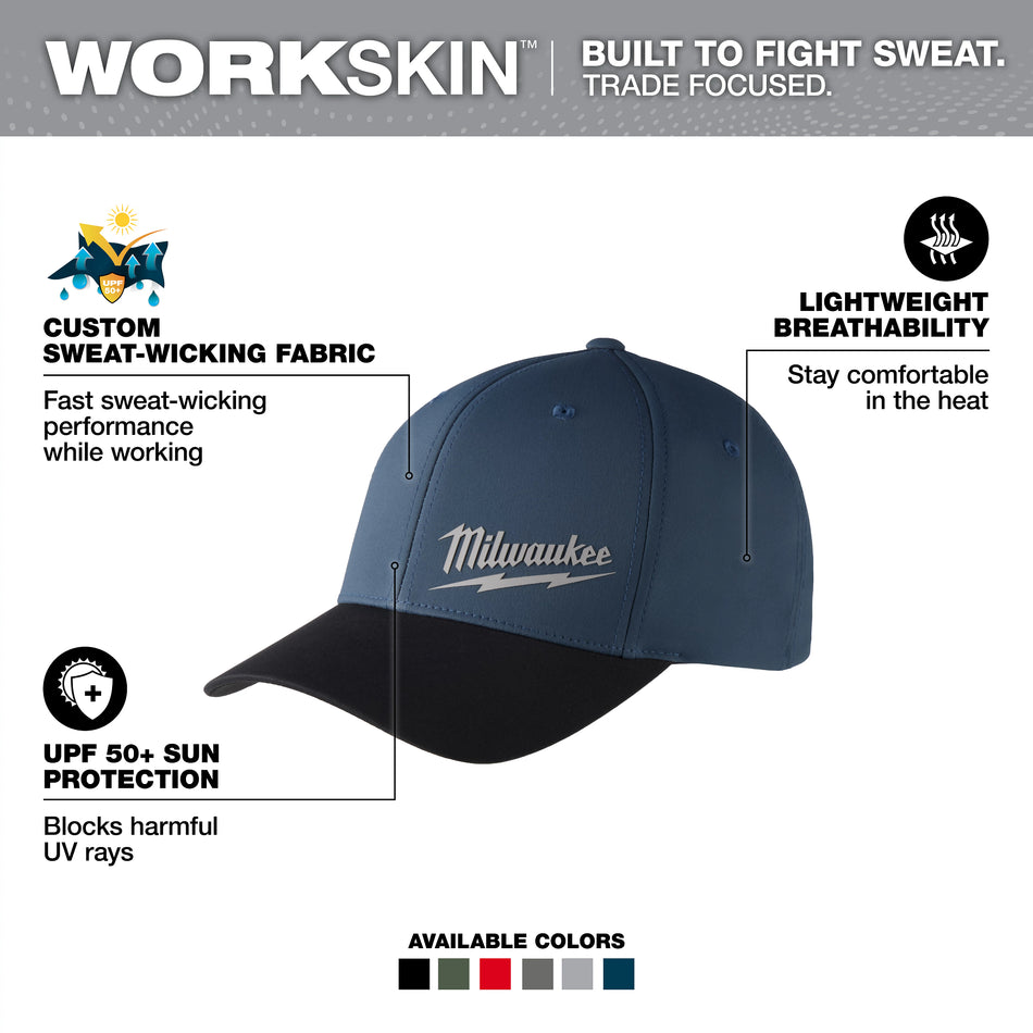Milwaukee 507BL-SM, WORKSKIN PERFORMANCE FITTED HATS - BLUE S/M