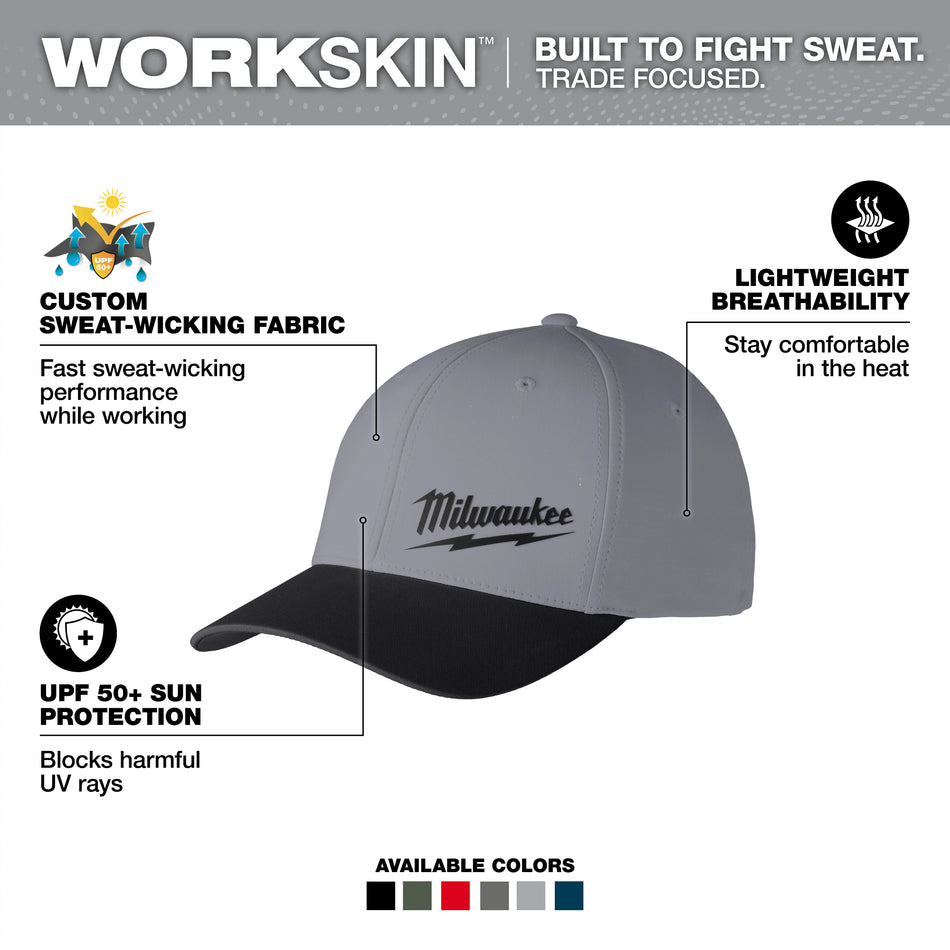 Milwaukee 507DG-LXL, WORKSKIN PERFORMANCE FITTED HATS - DARK GRAY LXL