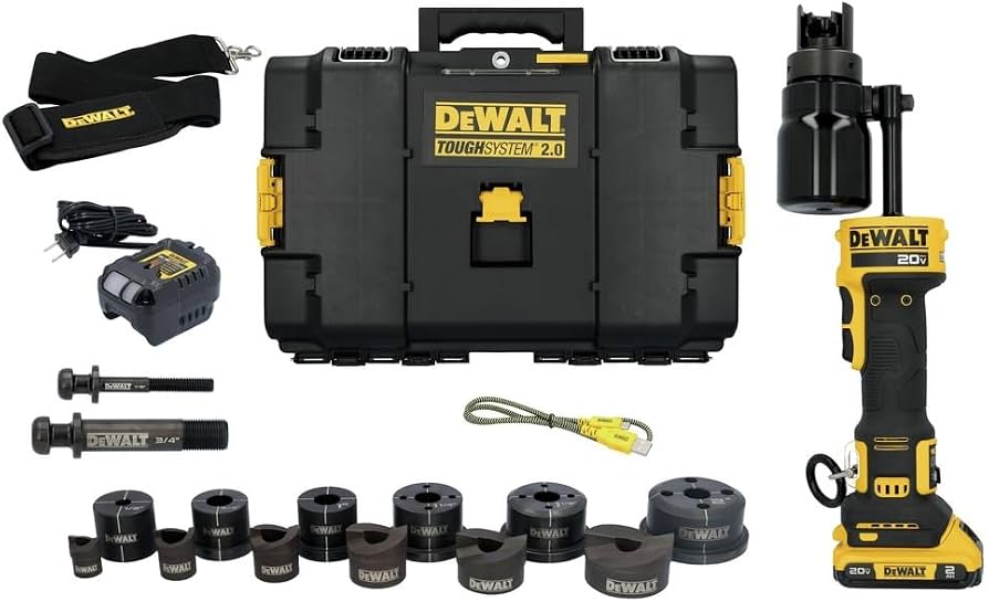 DEWALT DCE600D1K4, 20V MAX* Hydraulic Knockout Tool Kit with 1/2'' - 4'' Punches and Dies