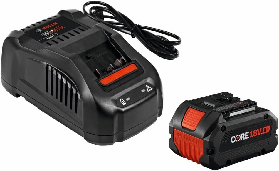 BOSCH GXS18V-12N14, 18V Starter Kit with (1) CORE18V® 8 Ah High Power Battery and (1) Fast Battery Charger