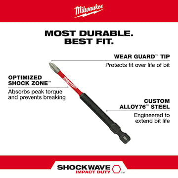 Milwaukee 48-32-4680, 3-1/2" Torx T30 SHOCKWAVE Impact Duty Bit - 2 Pack