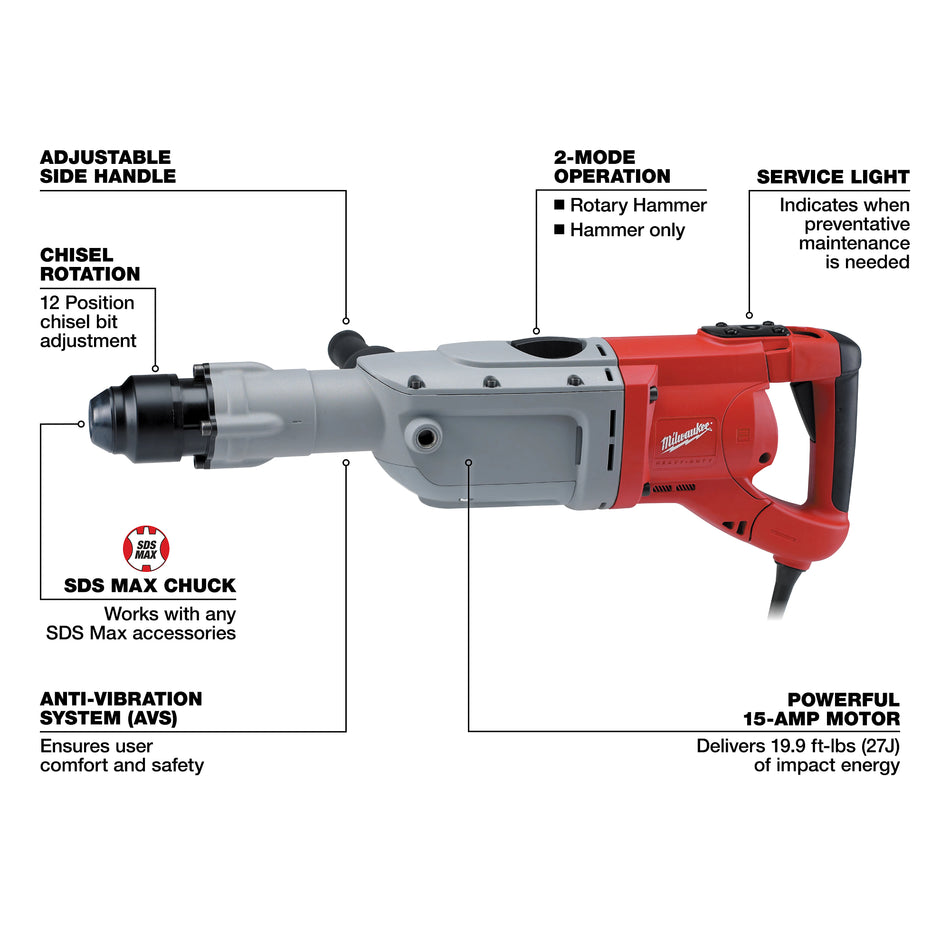 Milwaukee 5342-21, 2" SDS Max Rotary Hammer