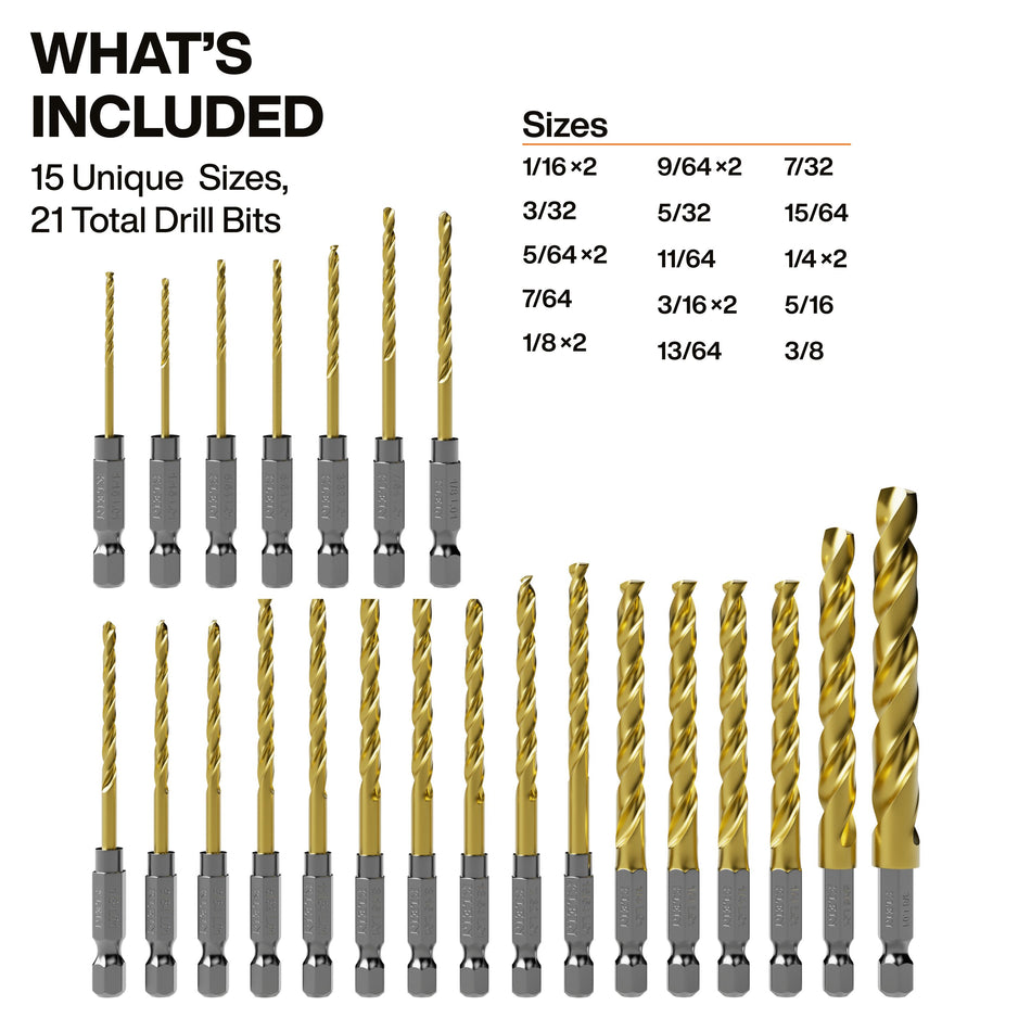 Klein Tools 53621, Titanium Drill Bit Set, 21-Piece