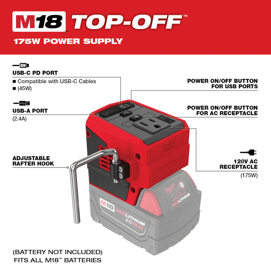 Milwaukee 2846-20, M18 TOP-OFF 175W Power Supply