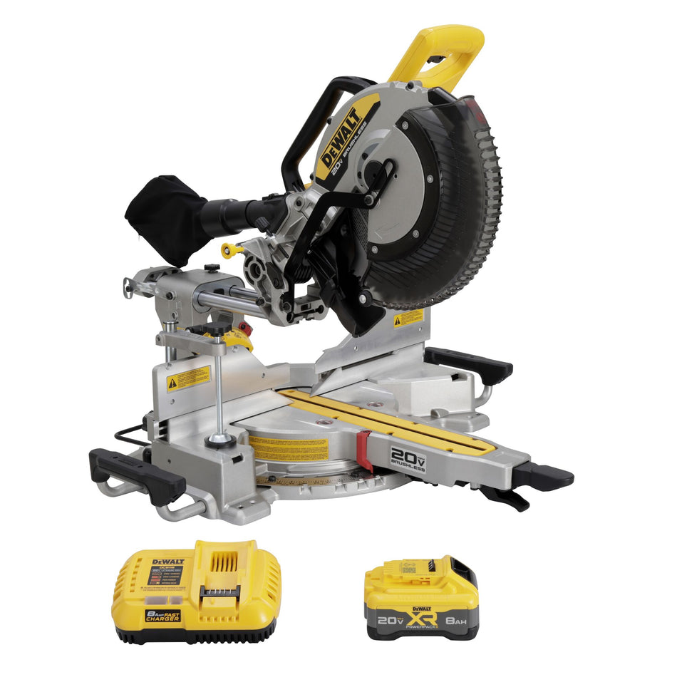 DEWALT DCS785WW1, 20V MAX XR 12" Double Bevel Sliding Miter Saw Kit (8.0AH)