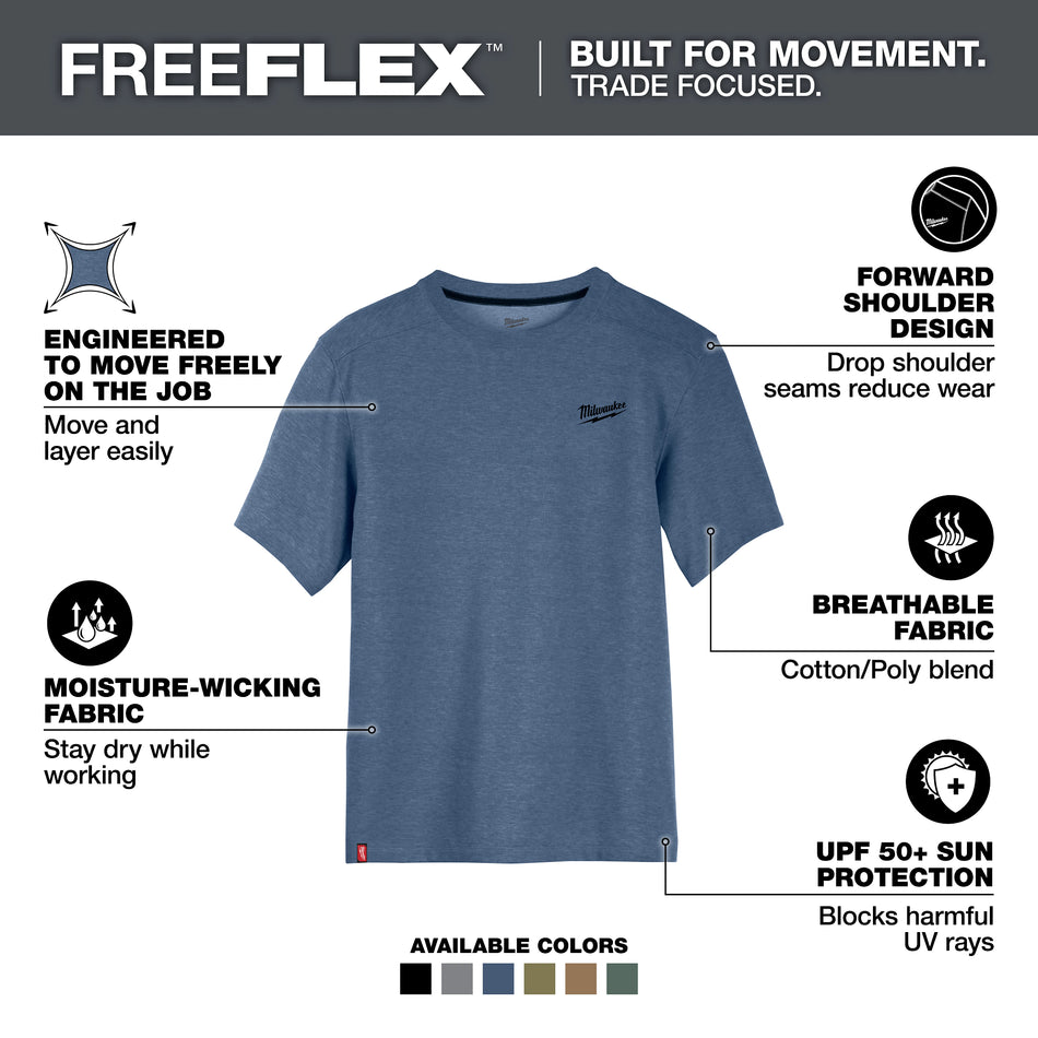 Milwaukee 603BL-S, HYBRID WORK TEE - SS BLUE S