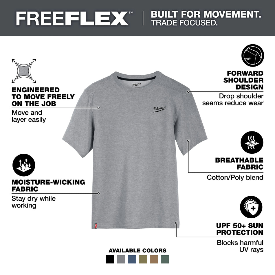 Milwaukee 603G-XL, HYBRID WORK TEE  - SS GRAY XL