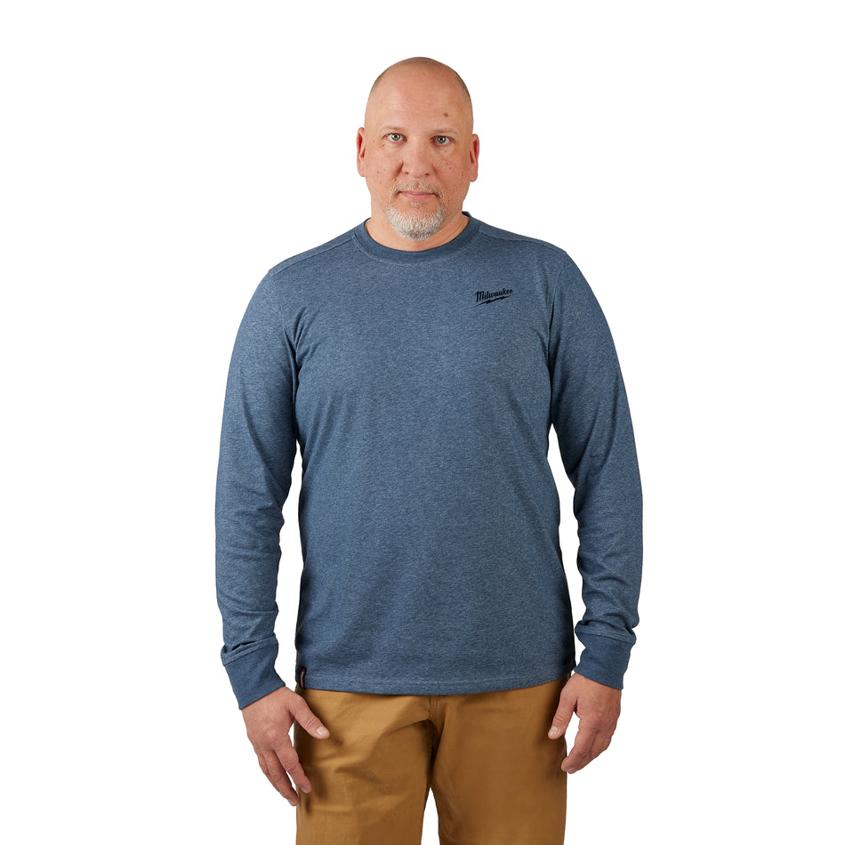 Milwaukee 604BL-2X, HYBRID WORK TEE- LS BLUE 2X